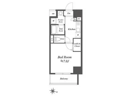 ルクレ菊川(1K/10階)の間取り写真