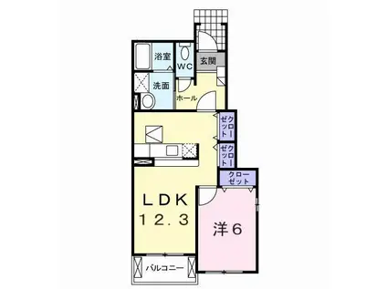 フィオーレY(1LDK/1階)の間取り写真