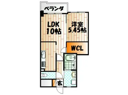 STUDIE小倉離宮(1LDK/4階)の間取り写真