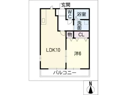武路ハイツ(1LDK/1階)の間取り写真