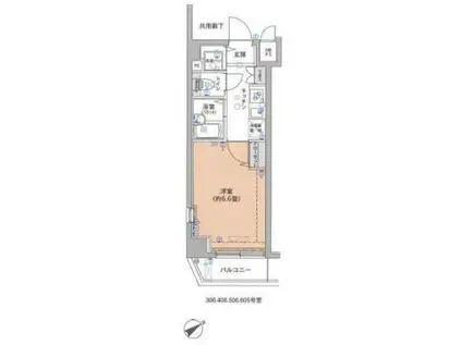 ヴェルト亀戸II(1K/6階)の間取り写真