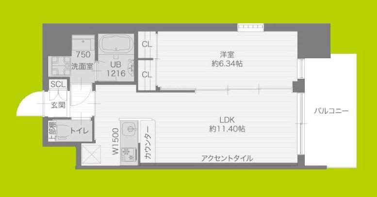プレジオ城東(1LDK/7階)の間取り写真