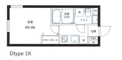 レピュア目黒本町レジデンス(1K/2階)の間取り写真