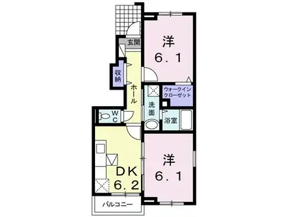 カーサプリマベーラA(2DK/1階)の間取り写真
