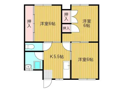 コーポ下道(3K/1階)の間取り写真