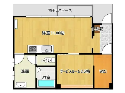 チェリーロードたまゆ(ワンルーム/1階)の間取り写真