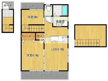 BRILLAVIA(1SLDK/2階)の間取り写真