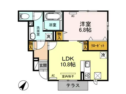 エルドラードB(1LDK/1階)の間取り写真