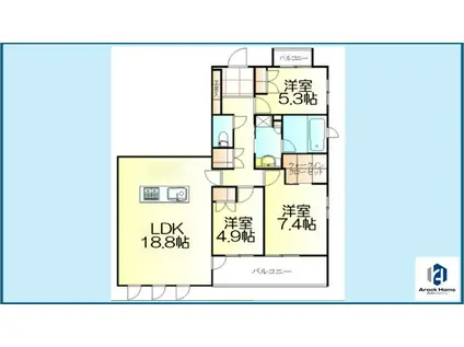 サンクレーア矢場町(3LDK/14階)の間取り写真