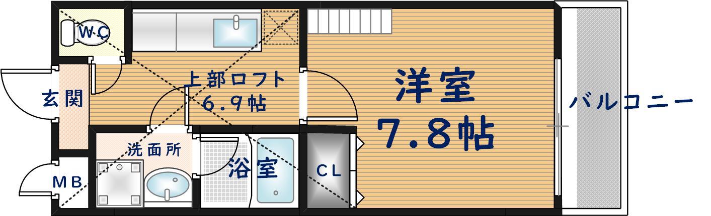 エスティームII番館(1K/2階)の間取り写真