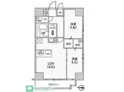 ROOTS KIKUKAWA(2LDK/9階)の間取り写真