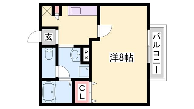 アパートメントハウス京口(1K/2階)の間取り写真