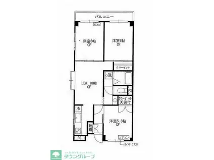 コーポラストマト(3LDK/4階)の間取り写真