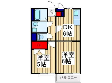 PLAISIR(2DK/1階)の間取り写真