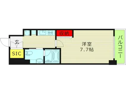 URBANLINK森小路駅前 旧ルネフラッツ(1K/1階)の間取り写真