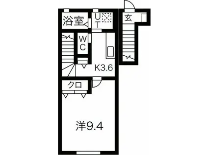 GRAND CLAIREB棟(1K/2階)の間取り写真
