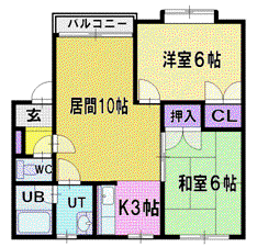 ウッディヴィレッヂA館(2LDK/2階)の間取り写真
