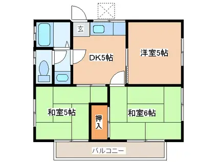 シャトレープルミエC(3DK/2階)の間取り写真