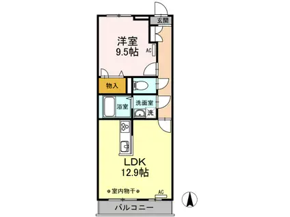 EMILE(1LDK/2階)の間取り写真