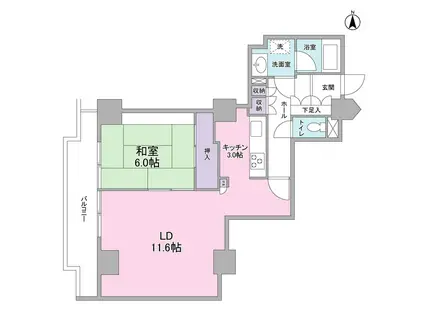 文京グリーンコートビュータワー本駒込(1LDK/15階)の間取り写真