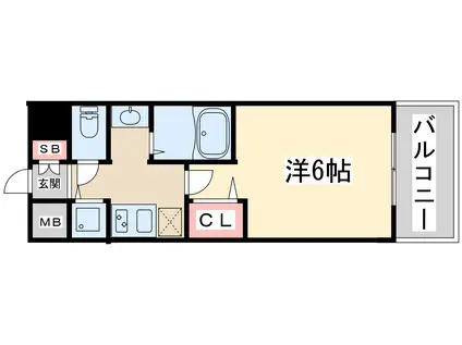 ララプレイス新大阪シエスタ(1K/6階)の間取り写真