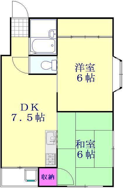 アーバンハイツ(2DK/2階)の間取り写真