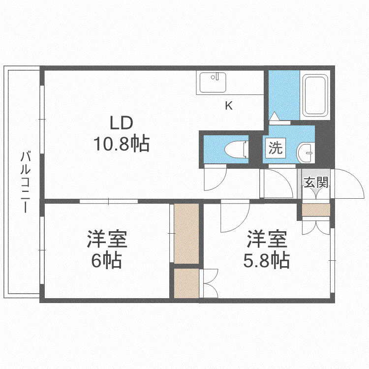 サントピア(2LDK/4階)の間取り写真