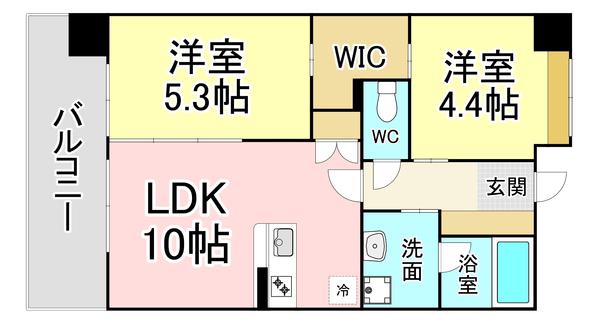 ヒルクレスト小倉高峰グランデ(2LDK/8階)の間取り写真