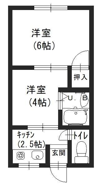 橋本アパート(2K/2階)の間取り写真