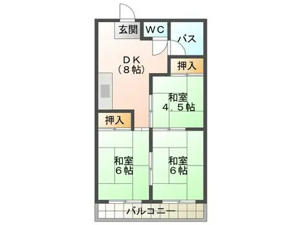 サングリーン鈴鹿(3DK/1階)の間取り写真