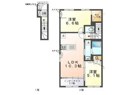 ANELA(2LDK/1階)の間取り写真