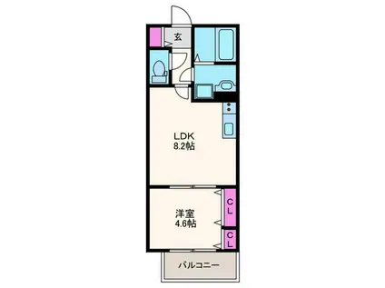 CASA MIRA(1LDK/3階)の間取り写真