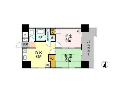 高砂スクエアビル(2DK/8階)の間取り写真