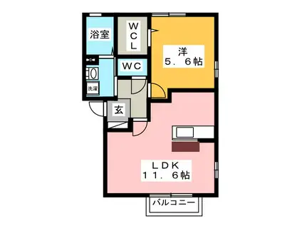 メゾン ヴェール(1LDK/2階)の間取り写真