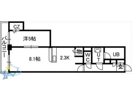PRIME URBAN札幌 RIVER FRONT(1LDK/22階)の間取り写真
