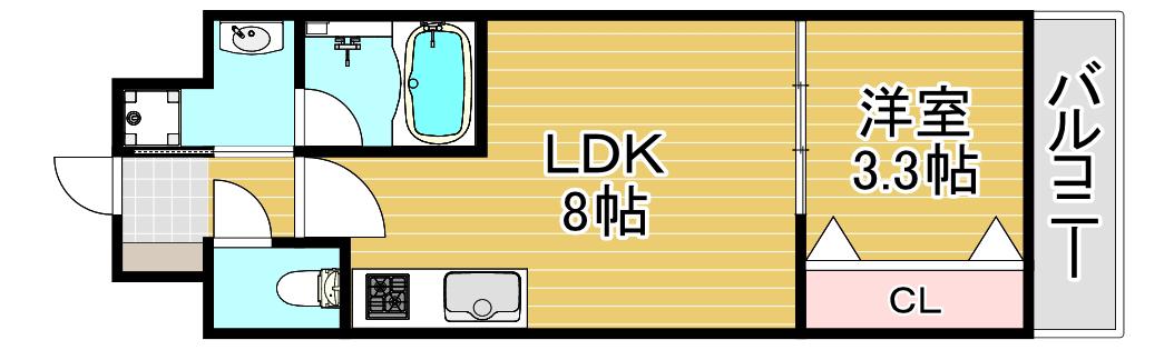 スプランディッド中之島DUE(1LDK/2階)の間取り写真