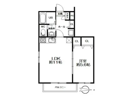 ムーンライトB(1LDK/1階)の間取り写真