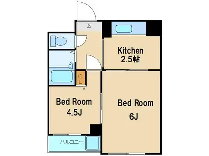 NYマンション(2K/4階)の間取り写真