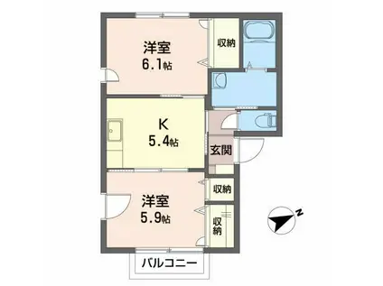 エス・フラット(2K/2階)の間取り写真