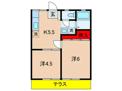 MTハイツ(2K/1階)の間取り写真