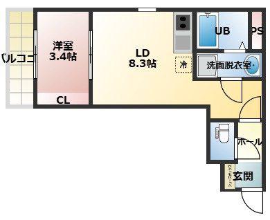 ONE FIVE 姪浜(1LDK/3階)の間取り写真