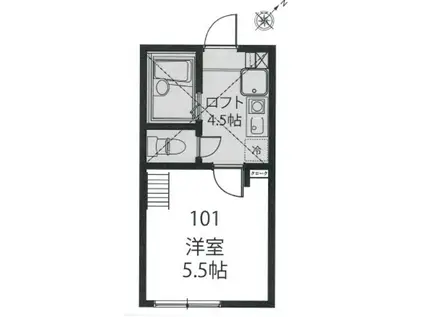 メゾンラニ川崎(1K/1階)の間取り写真