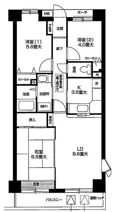 オクトス市ヶ尾1号棟(3LDK/2階)の間取り写真