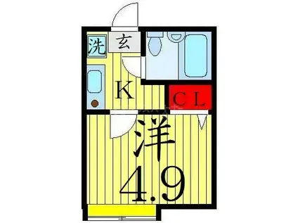 ホワイトハウス西綾瀬A(1K/1階)の間取り写真