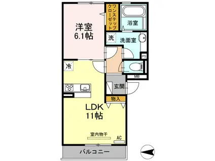 アルブル(1LDK/1階)の間取り写真