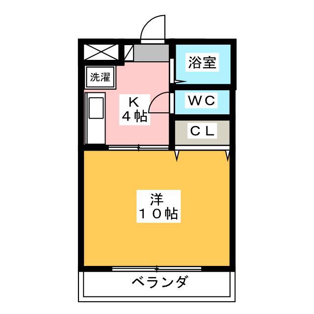 ラクシュリー祝田(1K/2階)の間取り写真