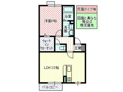 リビングタウンみどりの A(1LDK/2階)の間取り写真