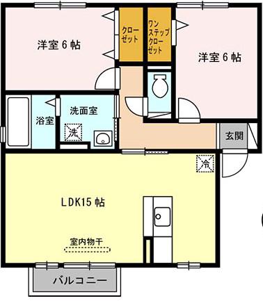 サンハイム常吉(2LDK/2階)の間取り写真