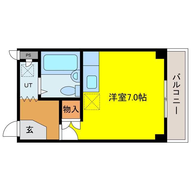 リハビリ朝日町I(ワンルーム/3階)の間取り写真
