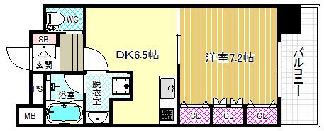 レジュールアッシュ福島(1DK/12階)の間取り写真